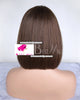 Natural Brown Short Bob with Fringe Human Hair Wig by Smart Wigs Sydney AU