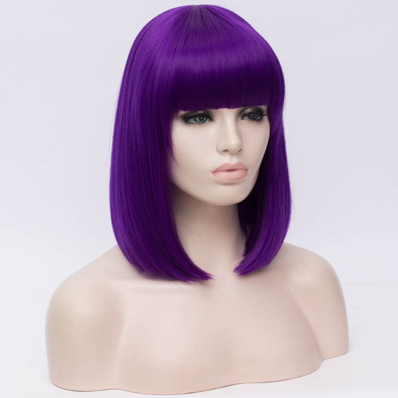 Natural dark purple full fringe medium bob wig by Smart Wigs Perth WA