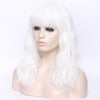 Pure white full fringe long curly fashion wig - Smart Wigs Brisbane
