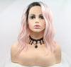 Baby Pink Dark Roots Wavy Lace Front Wig - Smart Wigs Brisbane QLD