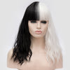 Half black and half white color long curly wig by Smart Wigs Sydney