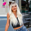 Dark roots natural platinum blonde long wavy wig | Smart Wigs Brisbane
