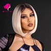 Dark Roots Platinum Blonde Short Lace Front Wig - Smart Wigs Brisbane