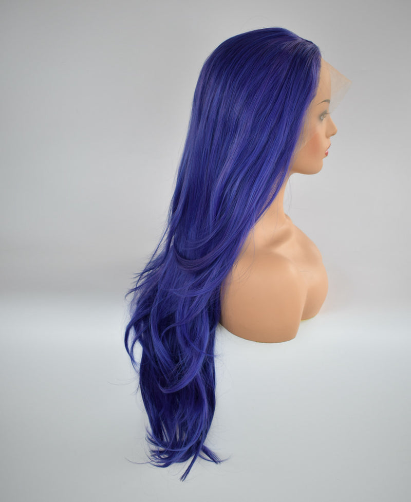 Dark Blue Natural Long Wavy Lace Front Wig Smart Wigs Brisbane QLD