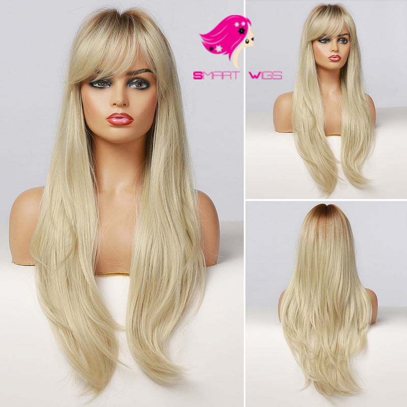Dark roots natural blonde fashion long wavy wig Smart Wigs Brisbane