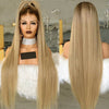 Honey Blonde with Dark Root Silk Straight Lace Front Wig at Smart Wigs Queensland