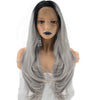 Dark Roots Silver Grey Natural Wavy Lace Front Wig - Smart Wigs NSW AU
