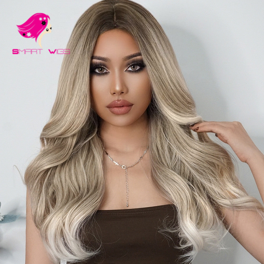 Dark roots ash blonde long curly natural wig | Smart Wigs Gold Coast 