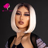 Dark Roots Platinum Blonde Short Lace Front Wig - Smart Wigs Brisbane