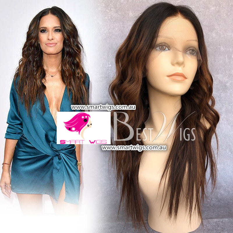 Omber Color Long Wavy Middle Part Human Hair Lace Front Wig by Smart Wigs Melbourne