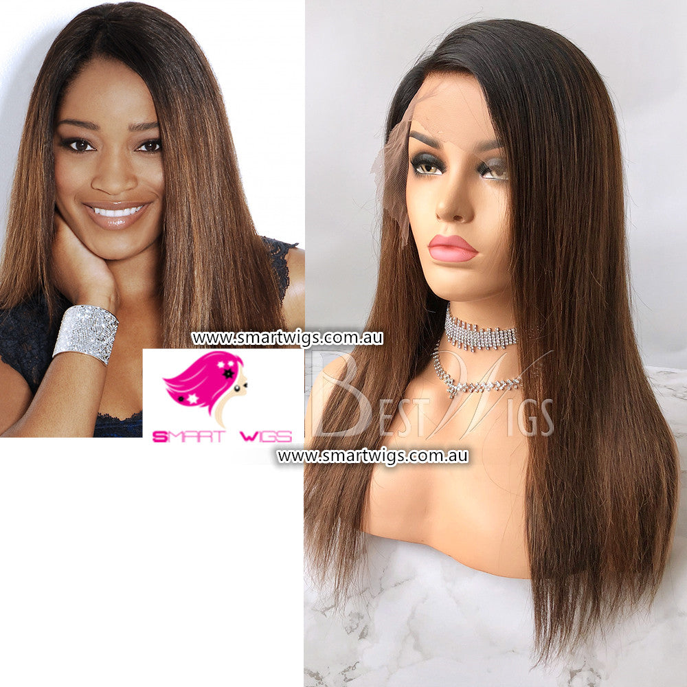 Light Brown Silk Straight Virgin Human Hair Lace Wig by Smart Wigs Adelaide