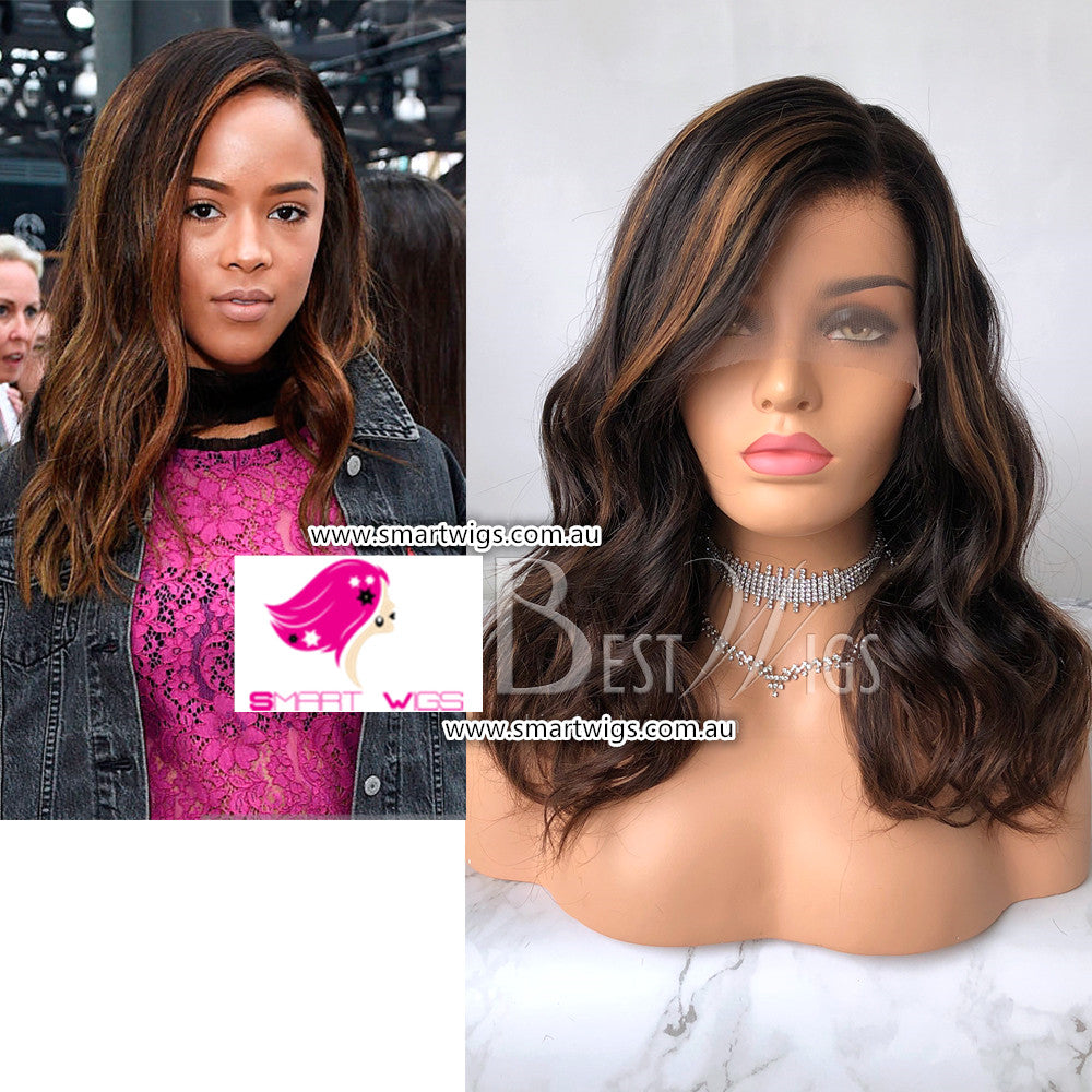 Omber Color Long Wavy Human Hair Glueless Lace Front Wig by Smart Wigs Adelaide 