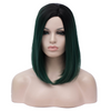 Green with dark roots middle part medium bob wig - Smart Wigs Sydney