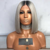 Dark Roots Silver Short Bob Lace Front Wig - Smart Wigs Sydney NSW