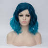 Blue with dark roots middle part medium curly wig - Smart Wigs Sydney