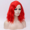 Bright red medium length curly wig without fringe by Smart Wigs Sydney NSW
