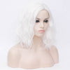 White medium length curly wig without fringe by Smart Wigs Adelaide Australia