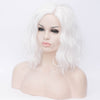 White medium length curly wig without fringe by Smart Wigs Adelaide 