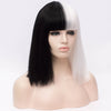 Half white and half black color long wig by Smart Wigs Melbourne