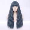 Blue grey long curly fashion wig with full fringe - Smart Wigs Perth