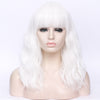 Pure white full fringe long curly fashion wig - Smart Wigs Brisbane