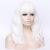 Pure white full fringe long curly fashion wig - Smart Wigs Brisbane