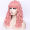 Light pink full fringe long curly costume wig - Smart Wigs Brisbane QLD