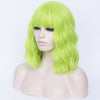 Bright green full fringe medium costume curly wig - Smart Wigs Sydney