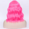 Hot pink full fringe medium curly costume wig - Smart Wigs Adelaide SA