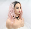 Baby Pink Dark Roots Wavy Lace Front Wig - Smart Wigs Brisbane QLD