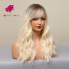 Dark roots white blonde long curly wig | Smart Wigs