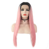 Light Pink With Dark Roots Long Straight Lace Wig- Smart Wigs Adelaide