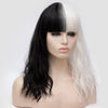 Half black and half white color long curly wig by Smart Wigs Sydney