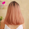 Dark roots warm pink long wavy wig | Smart Wigs Melbourne VIC