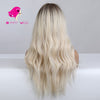 Dark roots natural platinum blonde long wavy wig | Smart Wigs Brisbane
