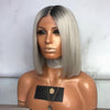 Dark Roots Silver Short Bob Lace Front Wig - Smart Wigs Sydney NSW