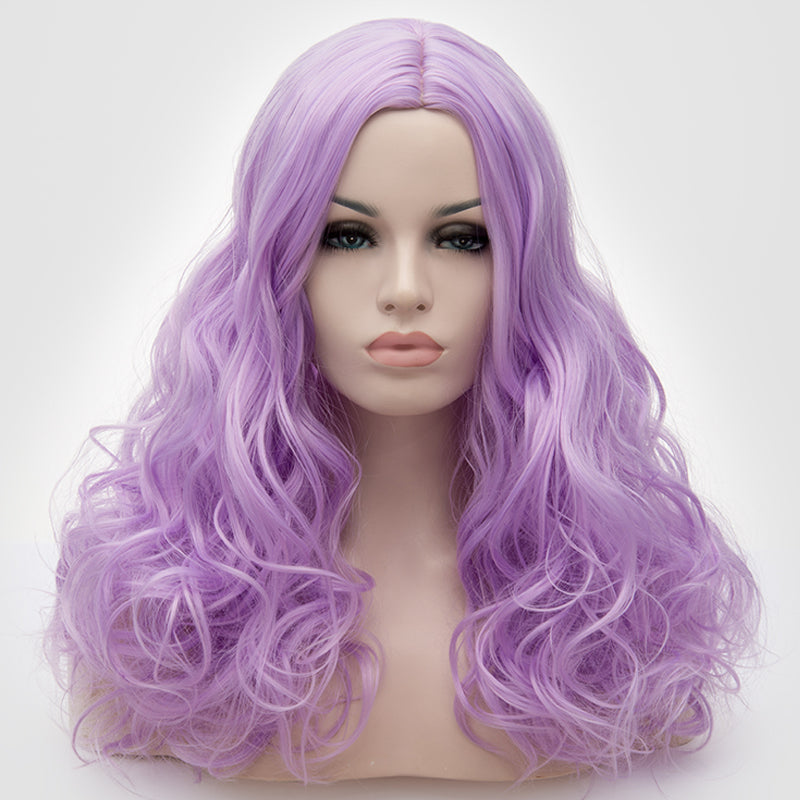 Natural looking purple long curly wig without fringe Smart Wigs Melbourne
