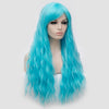 Light blue color long curly wig with fringe by Smart Wigs Brisbane Australia