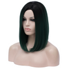 Green with dark roots middle part medium bob wig - Smart Wigs Sydney