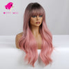 Dark roots warm pink long wavy natural wig | Smart Wigs Brisbane QLD