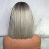 Dark Roots Silver Short Bob Lace Front Wig - Smart Wigs Sydney NSW