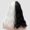 Half black and half white color long curly wig by Smart Wigs Sydney