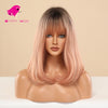 Dark roots warm pink long wavy wig | Smart Wigs Melbourne VIC