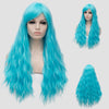 Light blue color long curly wig with fringe by Smart Wigs Brisbane QLD