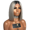 Dark Roots Silver Short Bob Lace Front Wig - Smart Wigs Sydney NSW