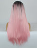 2020 New Dark Roots Light Pink Long Silk Straight Lace Front Wig By Smart Wigs Melbourne VIC