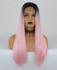2020 New Dark Roots Light Pink Long Silk Straight Lace Front Wig By Smart Wigs Melbourne VIC