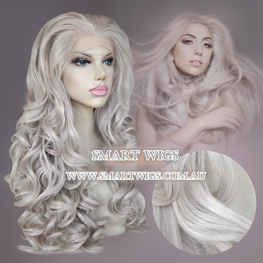 Long Curly Glueless Silver Grey Lace Front Wig - Smart Wigs Melbourne AU