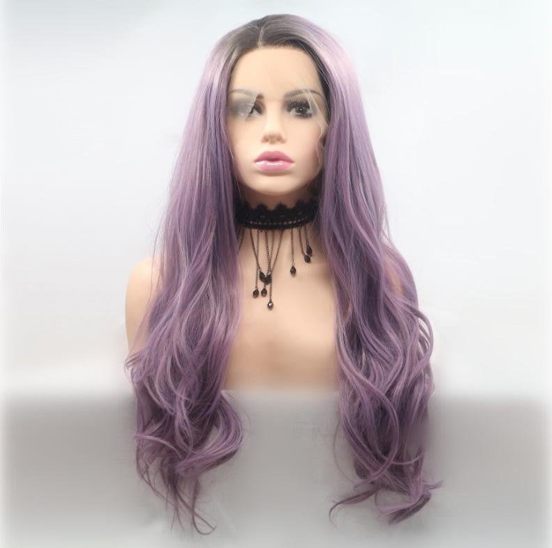 Natural Purple Dark Roots Long Wavy Lace Wig by Smart Wigs Sydney NSW