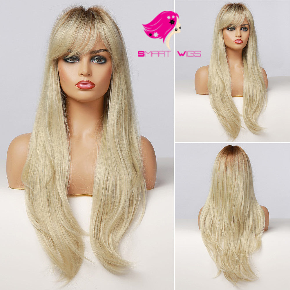 Dark roots natural blonde fashion long wavy wig | Smart Wigs Brisbane